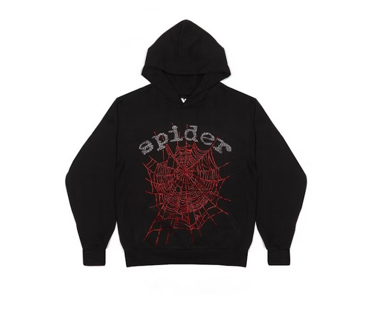 SP5DER OG RHINESTONE LOGO HOODIE BLACK