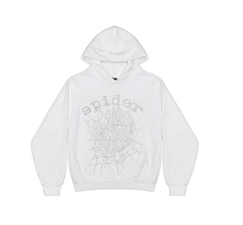 SP5DER OG RHINESTONE LOGO HOODIE WHITE