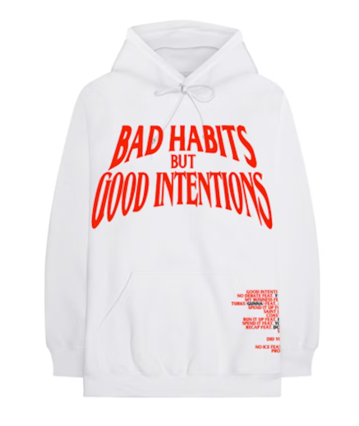 Nav x Vlone Bad Habits Hoodie White