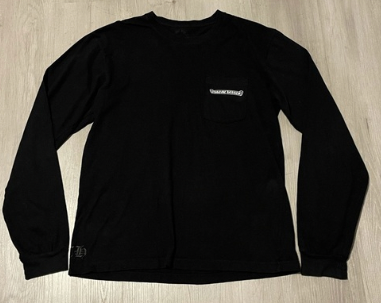 Chrome Hearts USA Black Long Sleeve Front Pocket T Shirt