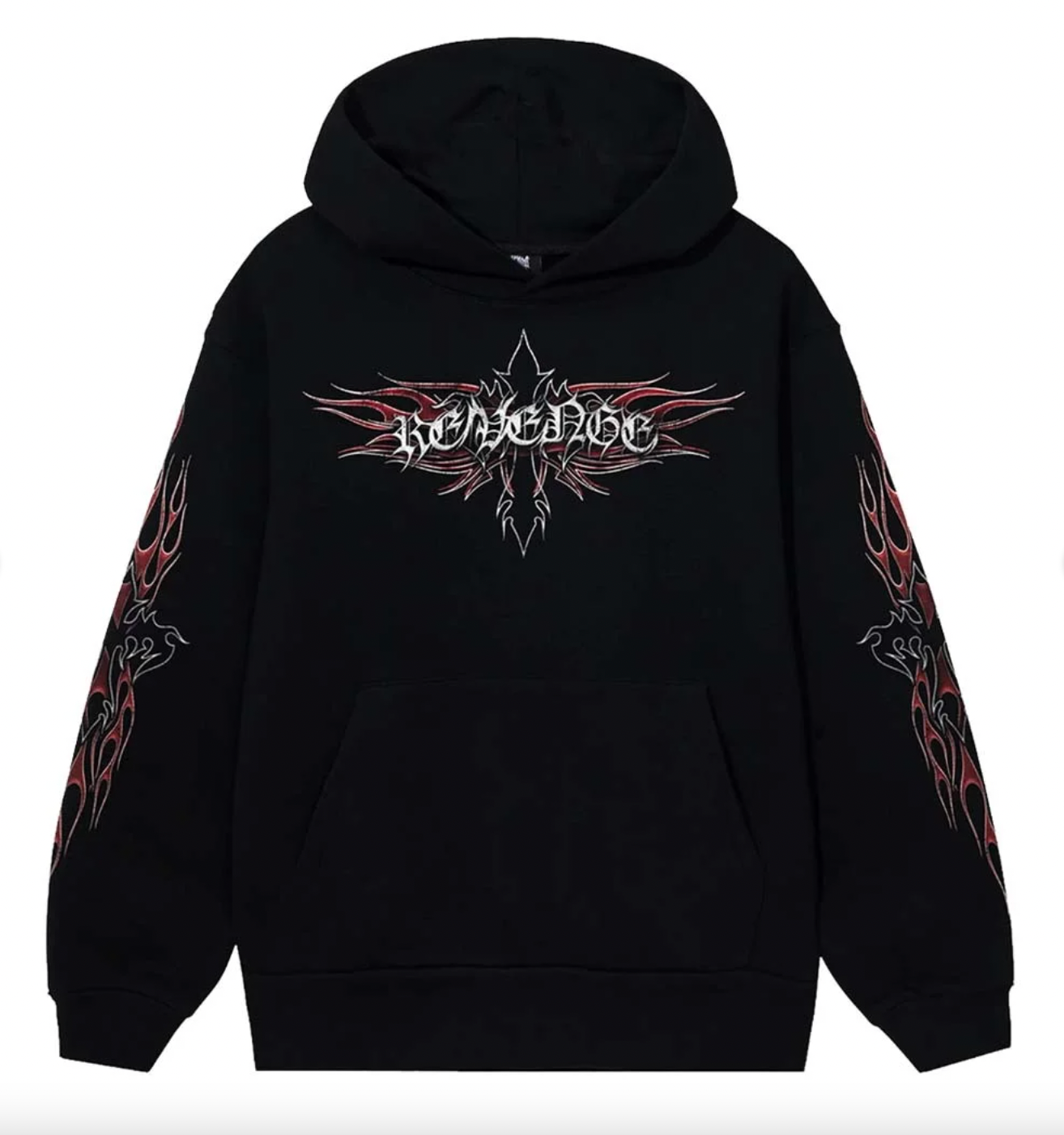 Revenge Flaming Cross Hoodie Black