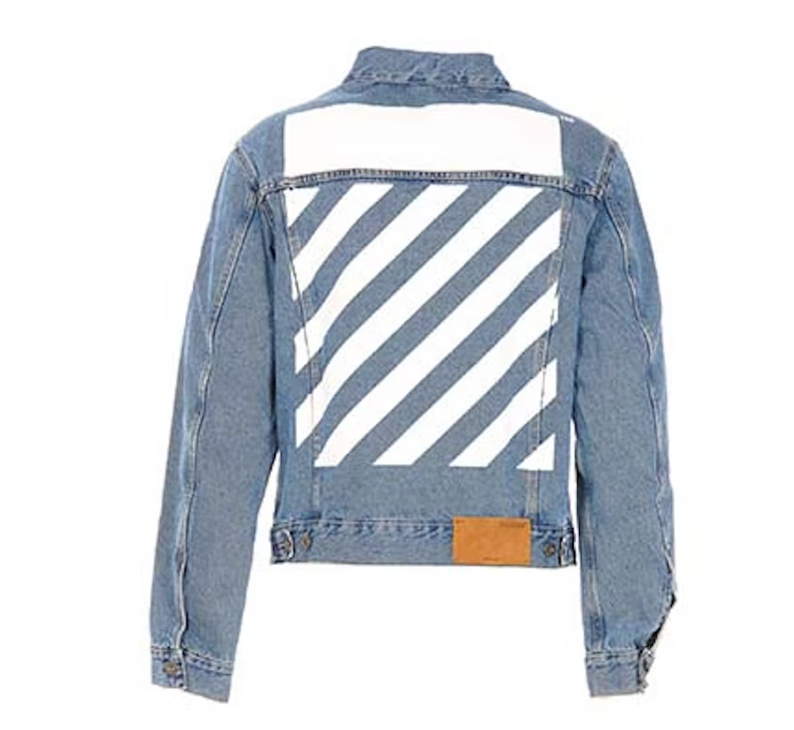 Off White Diag Tab Slim Denim Jacket Medium Blue